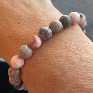 Pink Zebra Jasper Crystal Bracelet